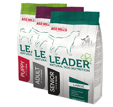 leader natural dog nutrition by red mills puppy adult and senior range