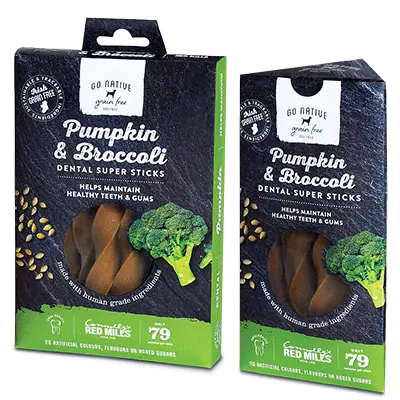 red mills go native dental sticks for dogs healthy grain free high meat content dental sticks with pumpkin and broccoli