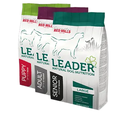 leader natural dog nutrition by red mills puppy adult and senior range